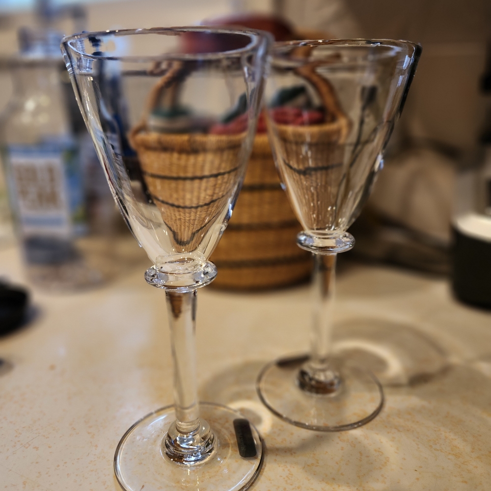 Pair Of Simon Pearce Cavendish White Wine Glasses
